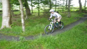 Mountain biking on Tollymore's skills course